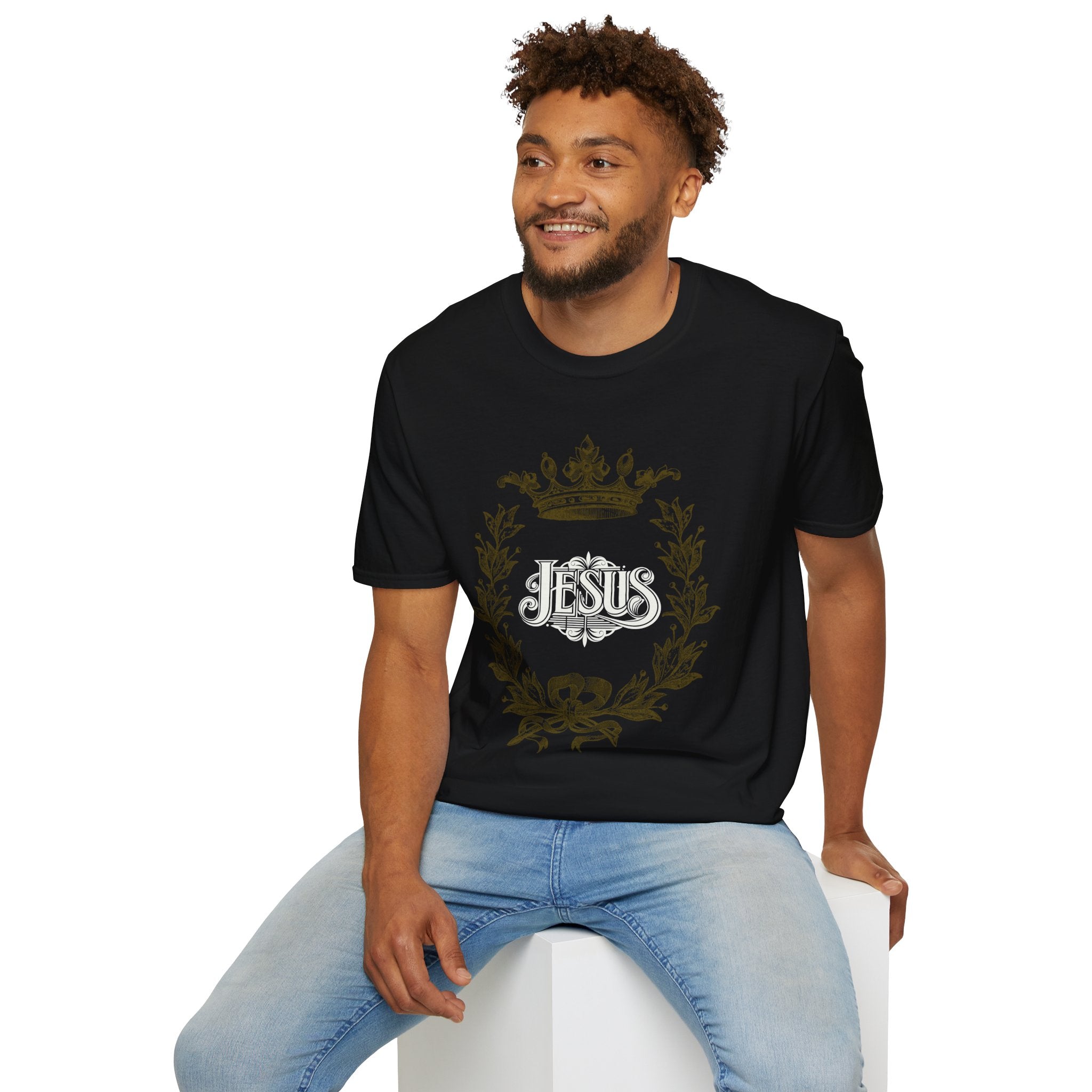 Jesus Crest T-Shirt — Vintage Ornate Faith Tee