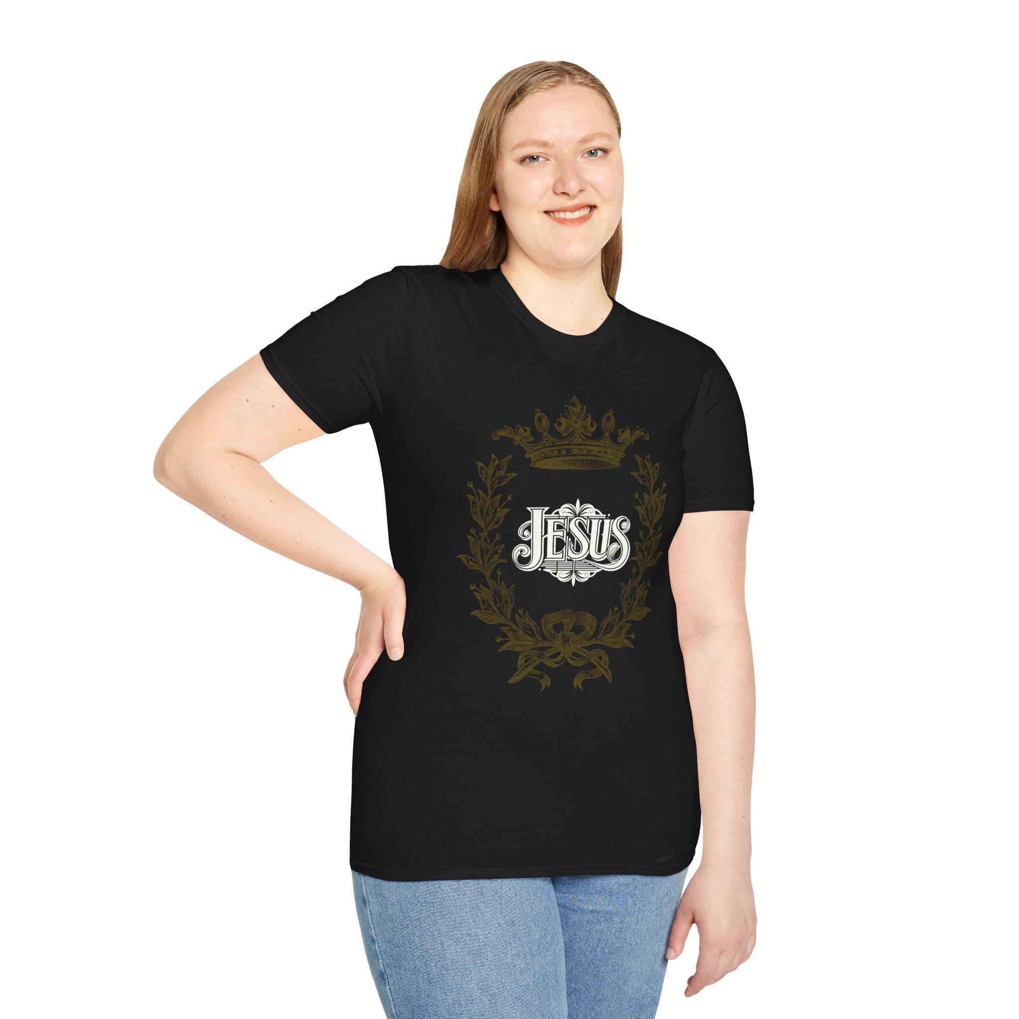Jesus Crest T-Shirt — Vintage Ornate Faith Tee